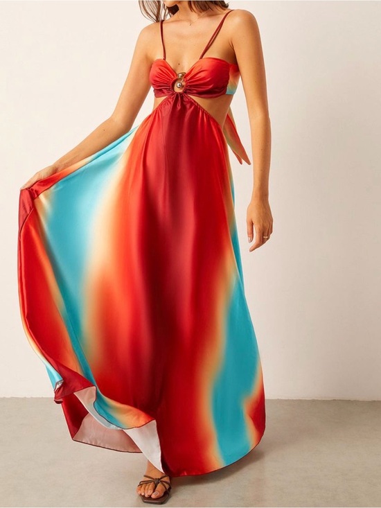 Commense Dresses & Skirts - Commense Sunset Ombre Cutout Maxi Dress NWT Size M